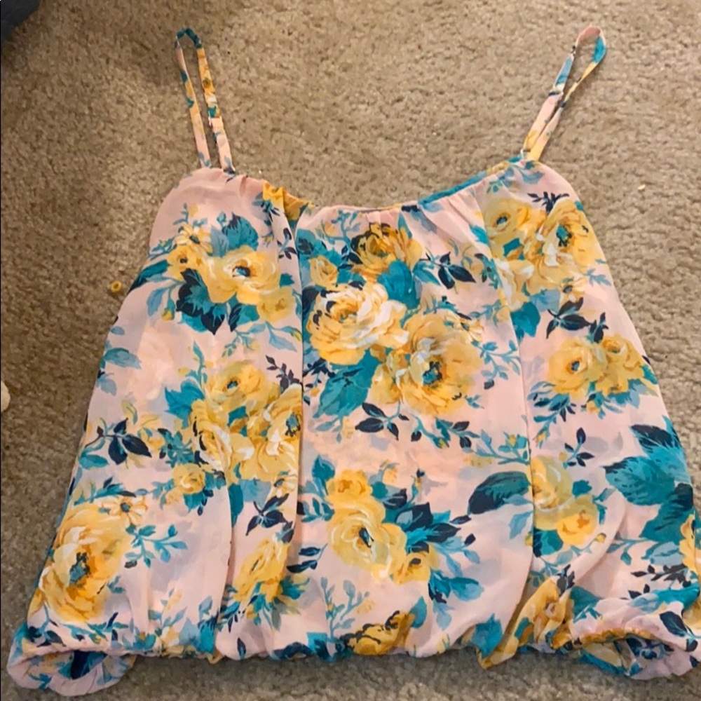 Forever21 floral spaghetti strap crop top size Xs